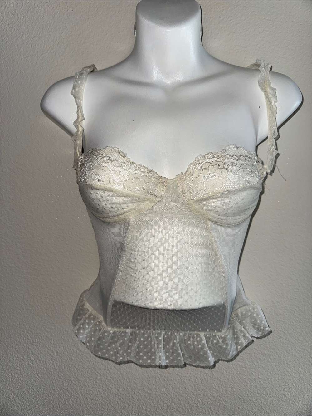 Vintage 90’s Lace Trim White Corset Top